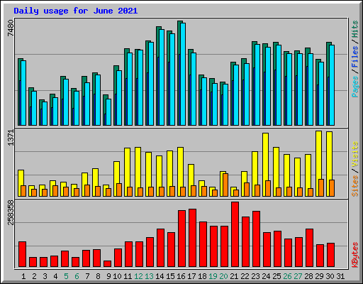 Daily usage for June 2021