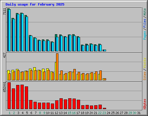 Daily usage for February 2025